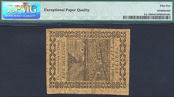 image for: Pennsylvania: Fr.PA166 1773 5s 1-Oct PMG AU55 EPQ [16760]