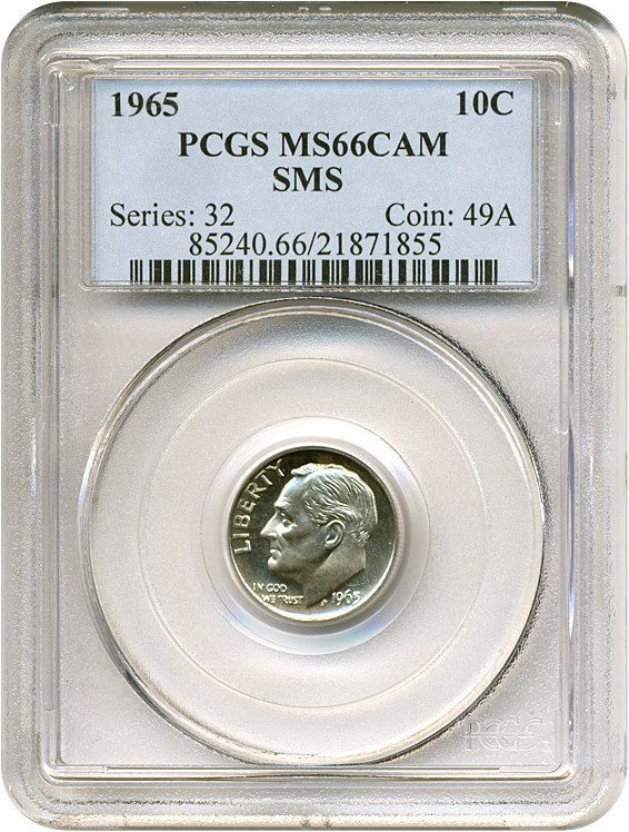 image for: 1965 10c SMS PCGS MS66 Cameo