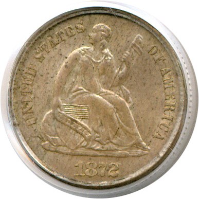 image for: 1872-S H10c Mintmark Below PCGS MS63