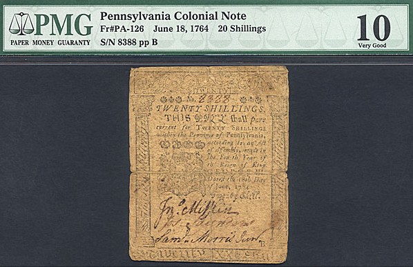 image for: Pennsylvania: Fr.PA126 1764 20s 18-Jun PMG VG10  [8388]