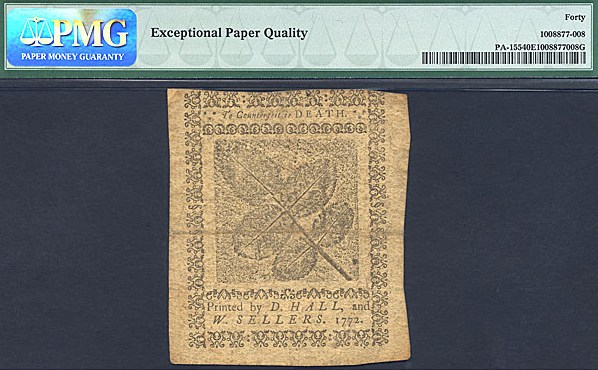 image for: Pennsylvania: Fr.PA155 1772 18d 3-Apr PMG XF40 EPQ [14627]