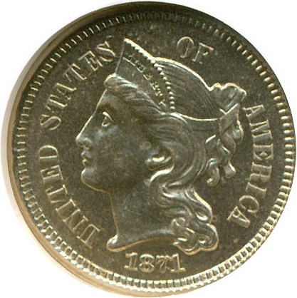 image for: 1871 3cN  NGC Proof 65