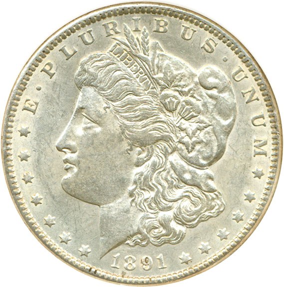 image for: Top 100 VAM: 1891 $1 VAM 2  Doubled Ear DGS AU55  (Lightly Cleaned, Environmental Damage)