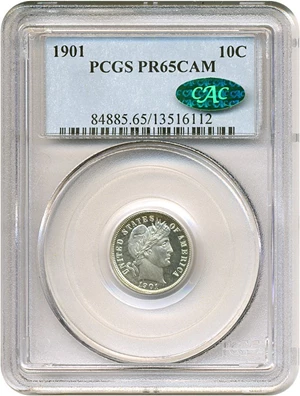 image for: 1901 10c PCGS/CAC Proof 65 Cameo