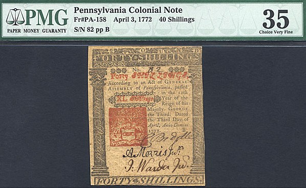 image for: Pennsylvania: Fr.PA158 1772 40s 3-Apr PMG VF35  [82]