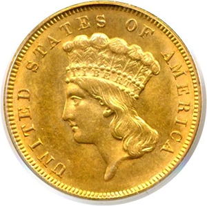 image for: 1889 $3 PCGS MS63 OGH