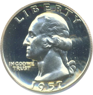 image for: 1957 25c PCGS Proof 67 Cameo