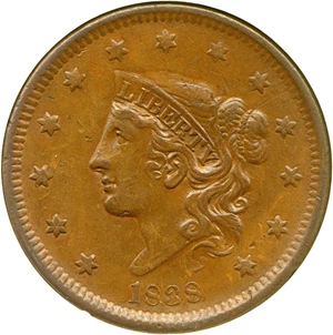 image for: 1838 1c DGS AU55 (Damaged, Light Corrosion)