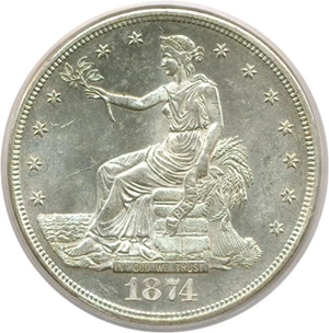 image for: 1874-S Trade$ PCGS MS63