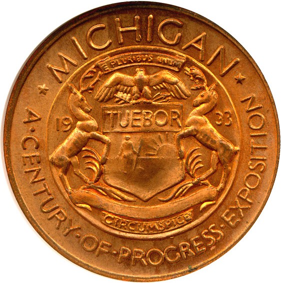 image for: 1933 IL SC$1 Michigan Dollar Medal (HK-473) NGC MS64 RD