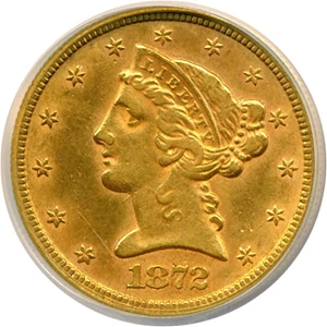 image for: 1872-CC $5 NCS AU Details (Improperly Cleaned)