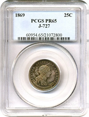 image for: Pattern: 1869 25c J-727 PCGS Proof 65