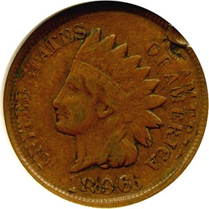 image for: 1896 1c VF Details ANACS Net F12 *Double Struck* (Rim Damage)
