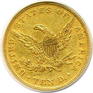 image for: 1839 $10 Large Letters, Type of 1838 ANACS AU55 Details (Cleaned)