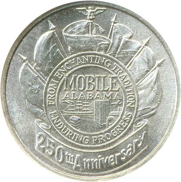 image for: 1961 AL SC$1 Mobile 250th Anniv Medal (HK-587) NGC MS65 