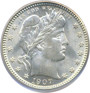 image for: 1907 25c PCGS MS64