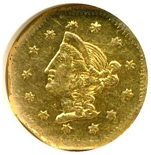 image for: Cal Gold: 1870 $1 Octag NGC AU55 (BG-1118)