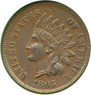 image for: 1865 1c Raw AU58 BN