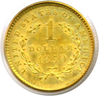 image for: 1850 G$1  PCGS MS62