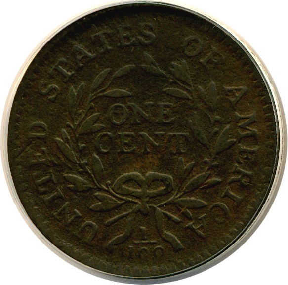 image for: 1796 1c Reverse of 1796 ANACS F12 BN - Details (Corroded-Tooled)