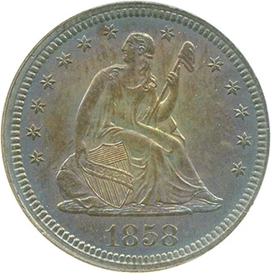 image for: 1858 25c DGS MS60 (Questionable Toning)