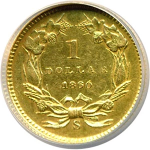 image for: 1860-S G$1 NCS AU Details (Improperly Cleaned)