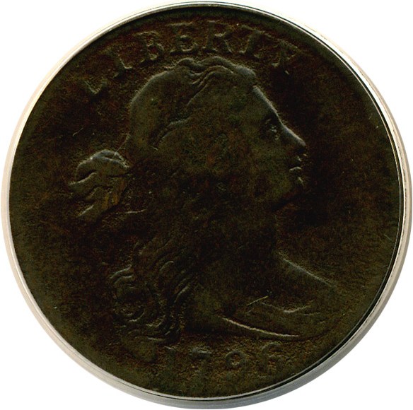 image for: 1796 1c Reverse of 1796 ANACS F12 BN - Details (Corroded-Tooled)