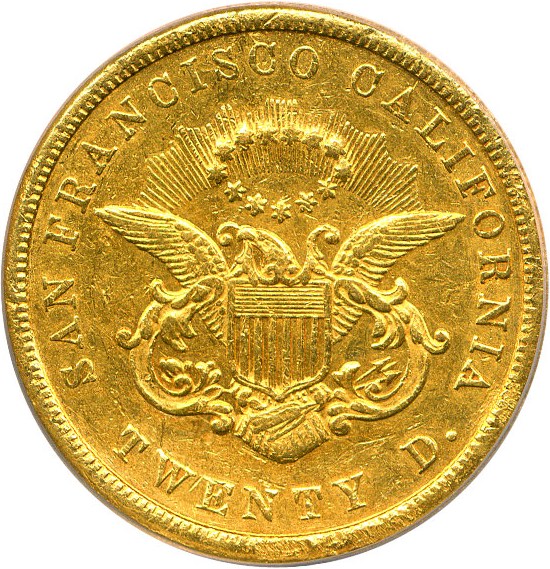 image for: Kellogg $20 1855 NCS AU Details (Damaged)