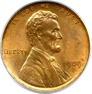 image for: 1909-S VDB 1c PCGS MS64 RD