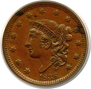 image for: 1838 1c ICG AU50 BN