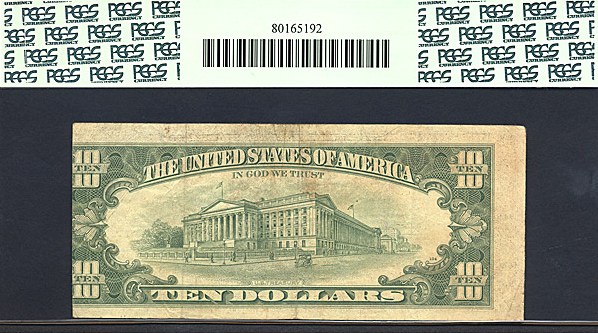 image for: Fr.2025A 1981 $10  PCGS VF20  [A39868374A] *Error - Misaligned Face and Back Printing*