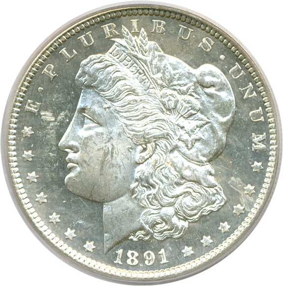 image for: 1891-CC $1 VAM 3 Spitting Eagle  PCGS MS63 DMPL