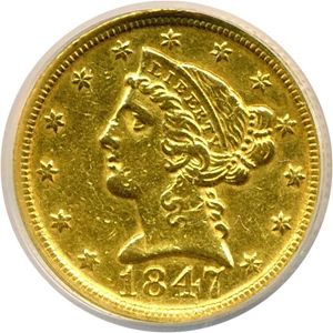 image for: 1847-D $5 NCS AU Details (Improperly Cleaned)