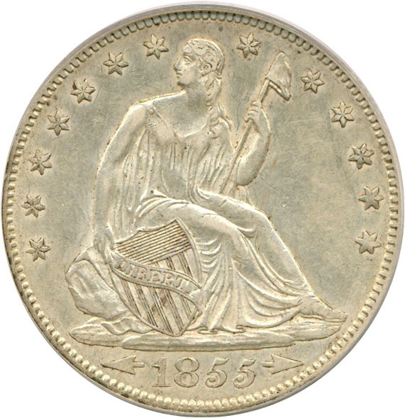 image for: 1855 50c Arrows PCGS AU50