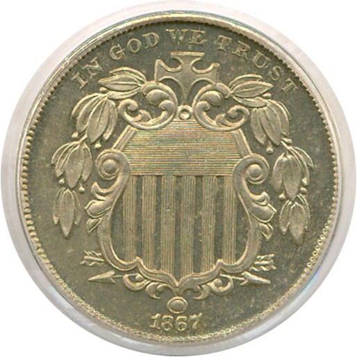 image for: 1867 5c No Rays PCGS Proof 64 Cameo