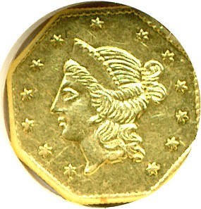 image for: Cal Gold: 1853 $1 NGC AU58 (BG-531) 