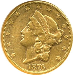 image for: 1876-CC $20 NGC AU50