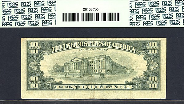 image for: Fr.2025G 1981 $10 Dark Green Seal PCGS VF20  [G00772818] *Star* *Error - Misaligned Face Printing*