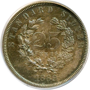 image for: Pattern: 1869 25c J-727 PCGS Proof 65