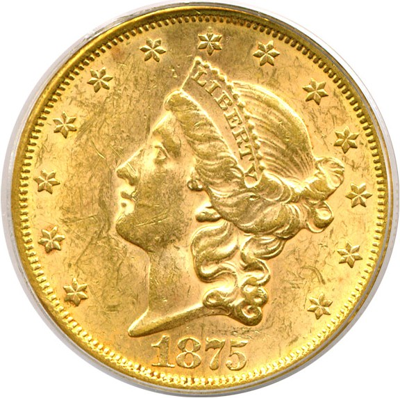 image for: 1875 $20  PCGS MS61