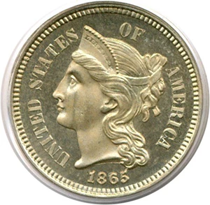 image for: 1865 3cN PCGS Proof 66 Cameo