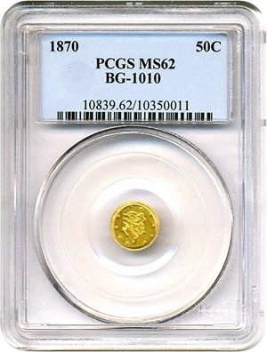 image for: Cal Gold: 1870 50c PCGS MS62 (BG-1010)