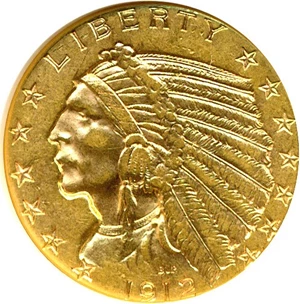 image for: 1912 $5 NGC AU58
