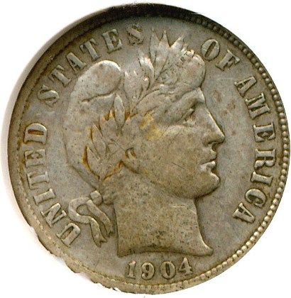 image for: 1904-S 10c  NGC VF30