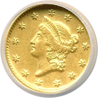 image for: 1853-D G$1  NCS AU Details (Improperly Cleaned) 