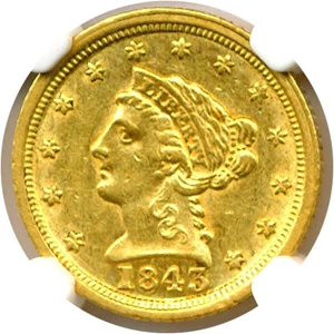 image for: 1843-C $2 1/2 Large Date NGC AU55