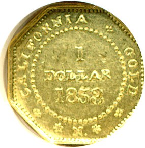 image for: Cal Gold: 1853 $1 NGC AU58 (BG-531) 