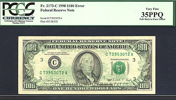1990 $100 Philadelphia (Fr. 2173C)