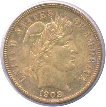 image for: 1908-O 10c  PCGS MS64 OGH