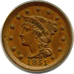 image for: 1851 1c ANACS AU55 BN